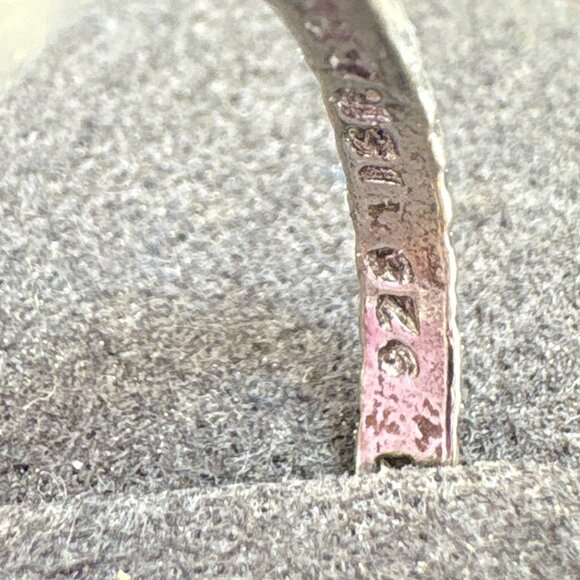 VTG Solid Sterling Silver 925 Illusion Stone Beaded Band Minimalist Ring Size 7 - Picture 8 of 11